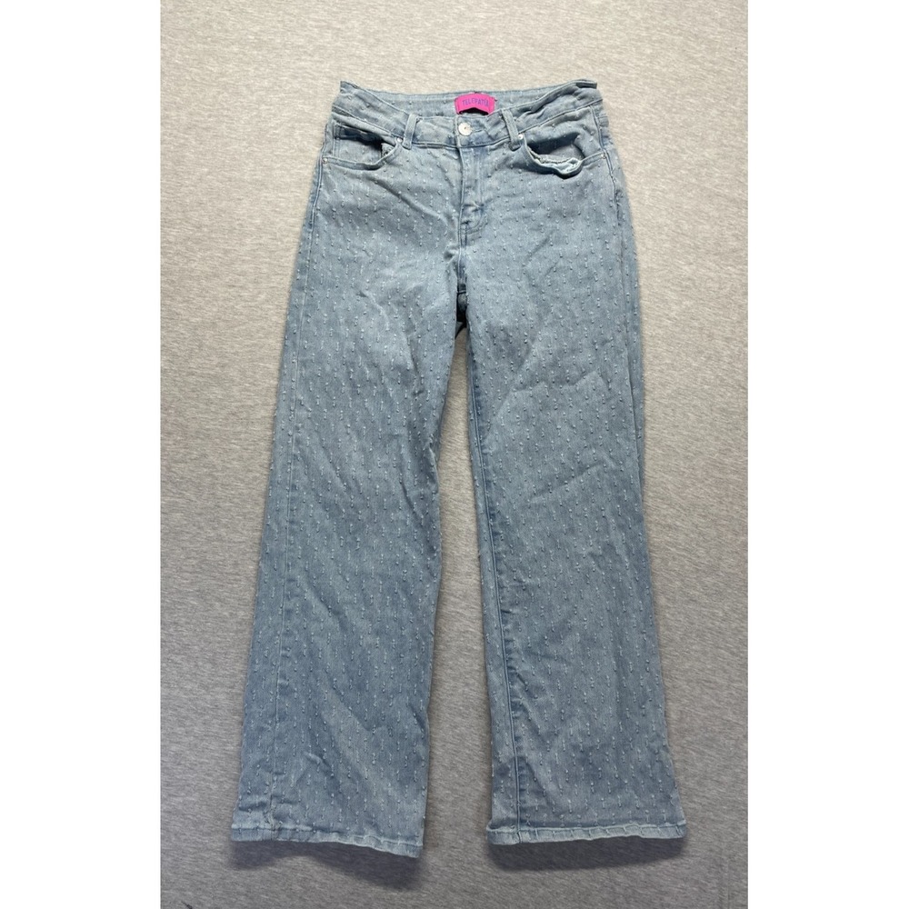 Telepatia Jeans Womens 11/30 Blue Denim Light Wash Textured Wide Leg Casual Wear
